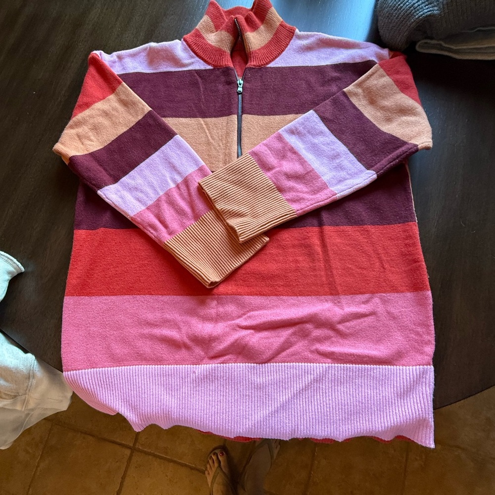 Striped Half-Zip Sweater